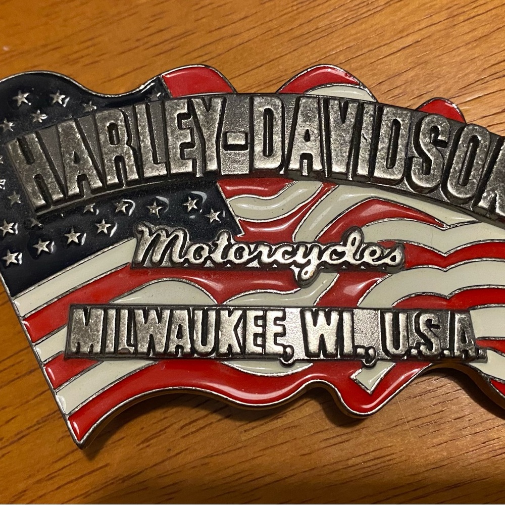 Harley-Davidson Silver and Red Belt Buckle